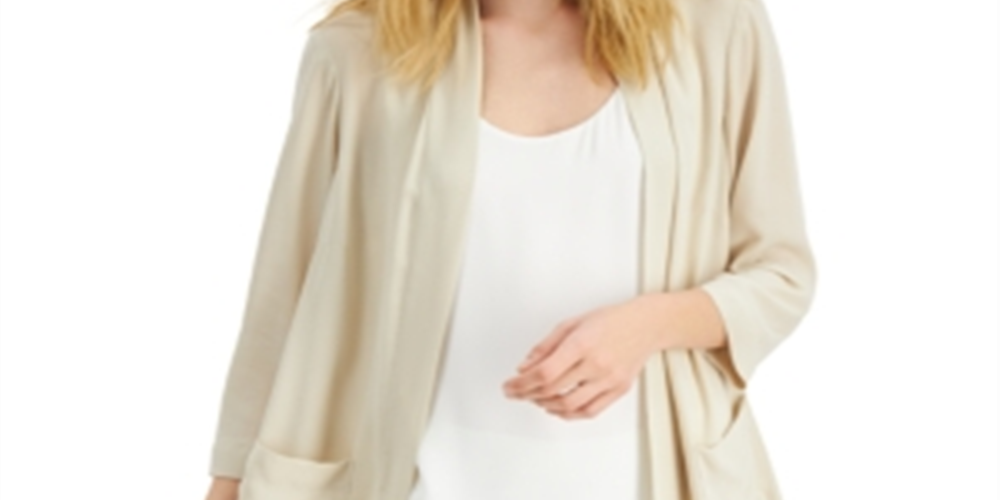 Alfani Women's Topper Open Front Cardigan Top Brown Size Large