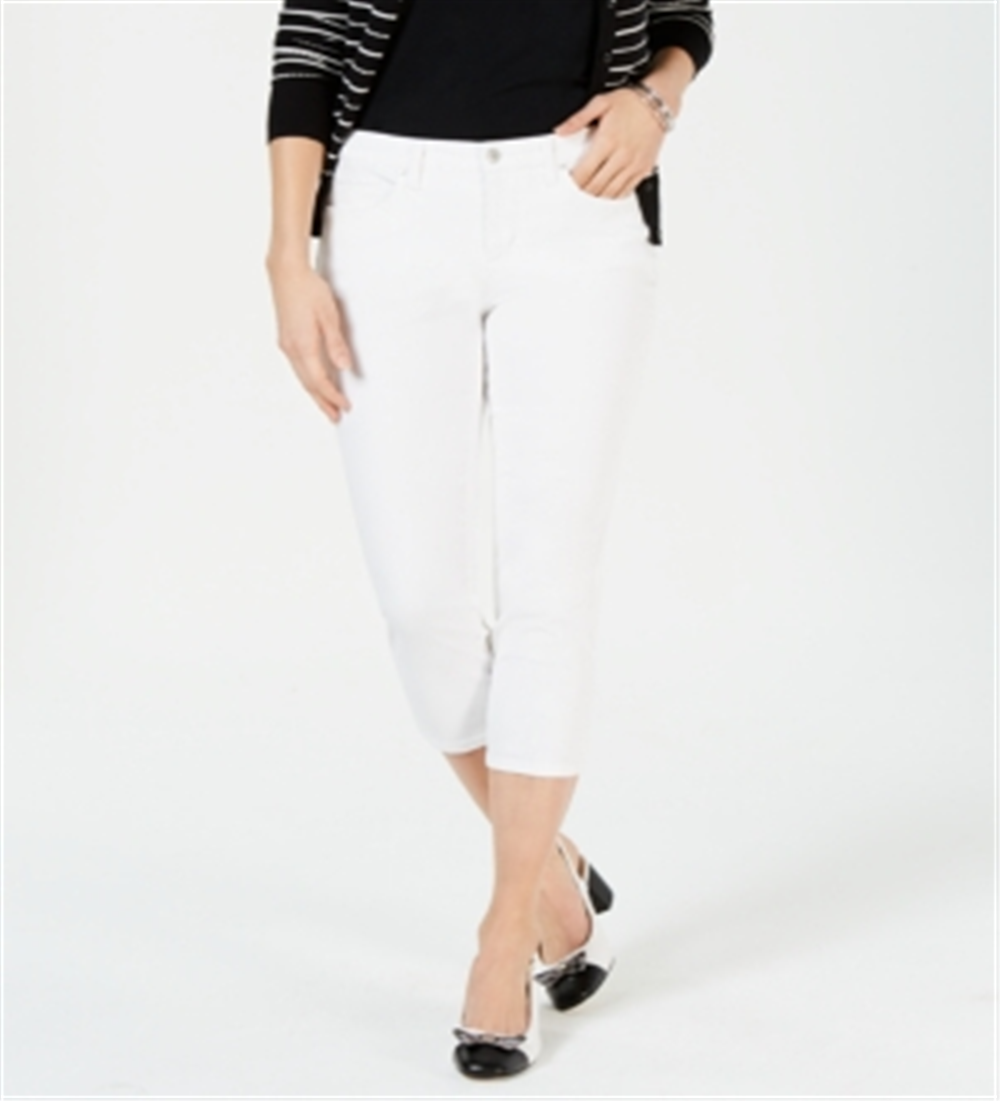 Charter Club Women's Tummy Control Bristol Capri Jeans White Size 16