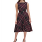 Tommy Hilfiger Women's Piper Belted Plaid Fit & Flare Dress Black Size 16