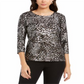 JM Collection Women's Gel Dot Jacquard Top Black Size XX-Large