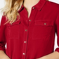 Charter Club Women's Solid Button up Shirt Red Size Petite Medium