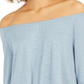 Style & Co Women's Off the Shoulder Ruffled Top Blue Size Petite S