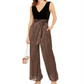 Vince Camuto Womens Velvet & Glitter-Striped Jumpsuit Black- Gold Size 12