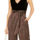 Vince Camuto Womens Velvet & Glitter-Striped Jumpsuit Black- Gold Size 12