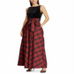 RALPH LAUREN Womens Red Plaid Sleeveless V Neck Maxi Sheath Evening Dress Size 10
