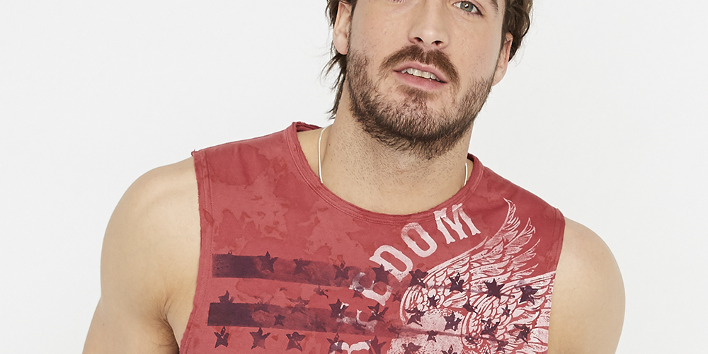 Buffalo David Bitton Men's Tufix Graphic Tank Red Size X-Large