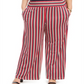 NY Collection Women's Plus Printed Smocked Waist Pants Red Size 2X