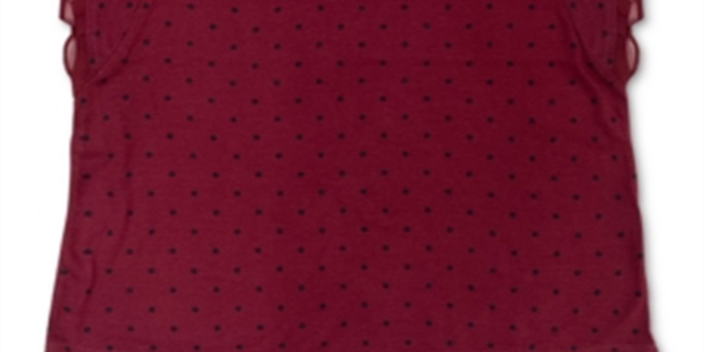Style & Co Women's Dot Print Flutter Sleeve Top Red Size Small