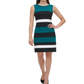 Tommy Hilfiger Women's Color Block Sleeveless Jewel Neck Knee Length Wear to Work Sheath Dress Black Size 18
