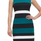 Tommy Hilfiger Women's Color Block Sleeveless Jewel Neck Knee Length Wear to Work Sheath Dress Black Size 18