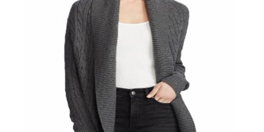 Ralph Lauren Women's Cable Knit Shawl Cardigan Gray Size 34X16