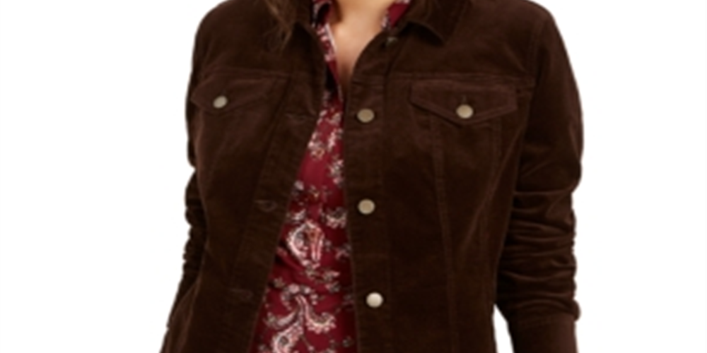Charter Club Women's Corduroy Jacket Brown Size Petite L