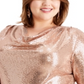 MSK Women's Sequined 3/4 Sleeve Cowl Neck Party Top Brown Size 2X