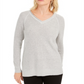 Charter Club Women's V Neck Pullover Knit Sweater Gray Size Medium