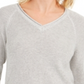 Charter Club Women's V Neck Pullover Knit Sweater Gray Size Medium