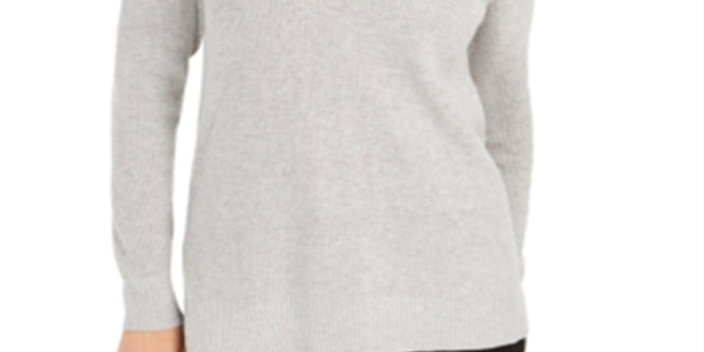 Charter Club Women's V Neck Pullover Knit Sweater Gray Size Medium