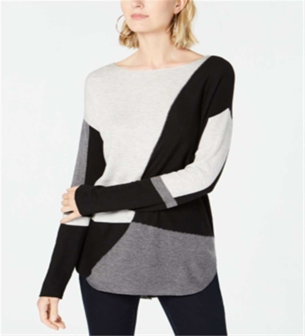INC International Concepts Women's Wool Colorblock Tunic Top Gray Size Petite Small