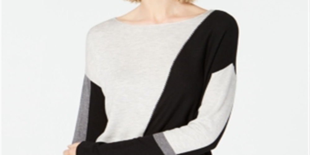 INC International Concepts Women's Wool Colorblock Tunic Top Gray Size Petite Small