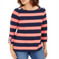 Charter Club Women's Grommet Trim Striped Top Red Size XX-Large