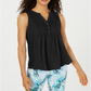 Charter Club Women's Sleeveless Pintuck Blouse Black Size Large