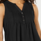 Charter Club Women's Sleeveless Pintuck Blouse Black Size Large