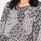 JM Collection Women's 3/4 Sleeve Novelty Printed Jacquard Top Black Size Small