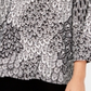 JM Collection Women's 3/4 Sleeve Novelty Printed Jacquard Top Black Size Small