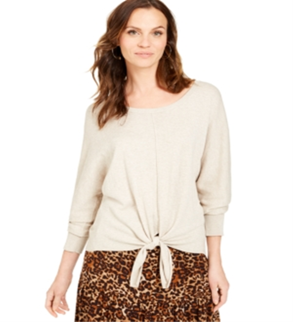 Style & Co Women's Tie Front Sweater Brown Size 2XL