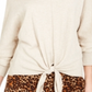 Style & Co Women's Tie Front Sweater Brown Size 2XL