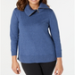 Karen Scott Women's Cotton Zip Neck Sweater Blue Size Large