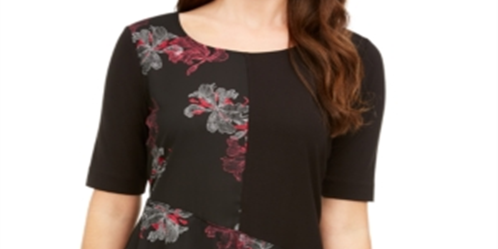 Alfani Women's Asymmetrical Scarf Top Black Size Large