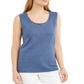 Karen Scott Women's Lattice Neck Tank Top Blue Size Medium