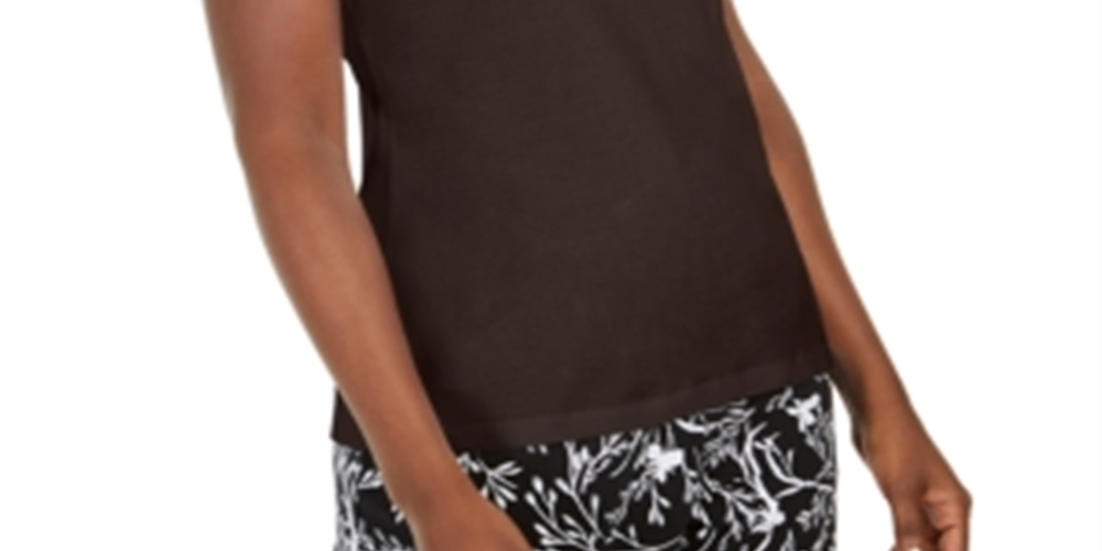 Karen Scott Women's Embellished Keyhole Tank Brown Size Small