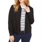 Charter Club Women's Textured Knit Bomber Jacket Black Size XL