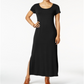Style & Co Women's Scoop Neck Maxi Dress Black Size Petite
