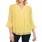 Charter Club Women's Double Ruffle Solid Pintuck Top Yellow Size Medium