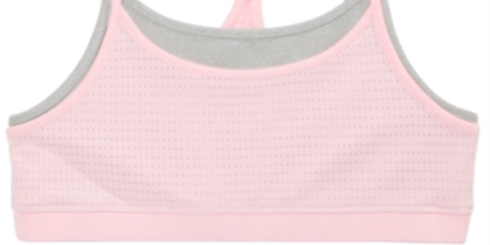 Ideology Big Girl's Mesh Layered Look Sports Bra Pink Size Medium