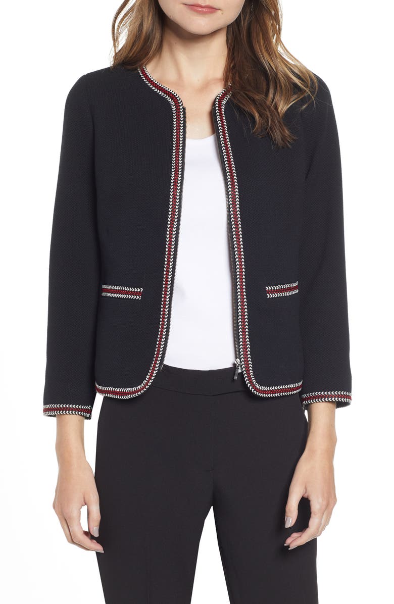 Anne Klein Braid Trim Short Jacket Black Size 6