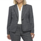 Kasper Women's Notch Collar Plaid One Button Jacket Blazer Green Size 16