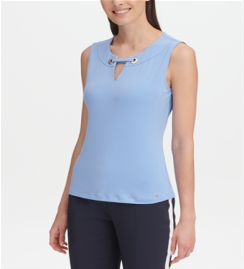 Tommy Hilfiger Women's Grommet Neck Top Blue Size XS