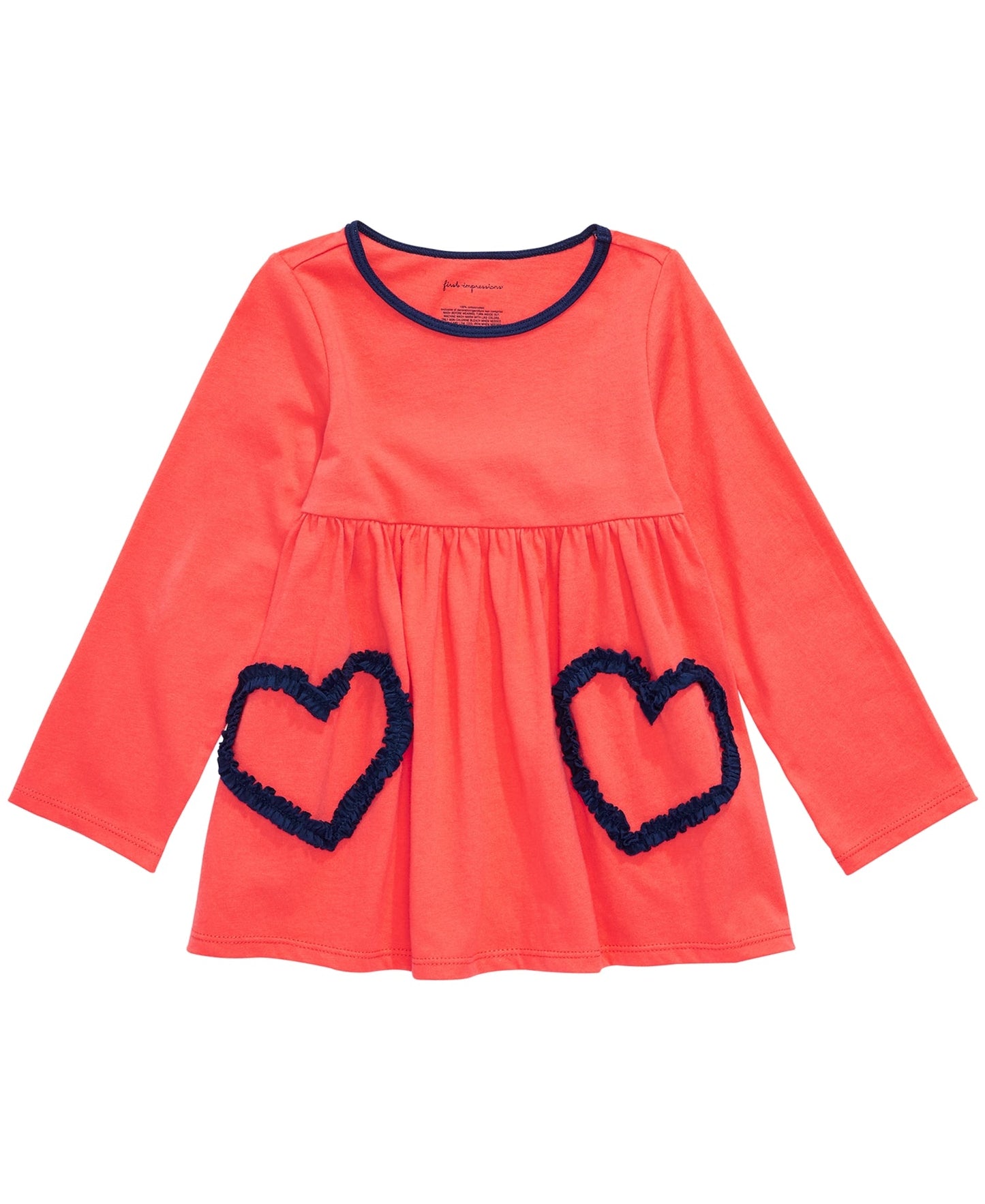 First Impressions Infant Girl's Ruched Heart Cotton Tunic Orange Size 3-6MOS