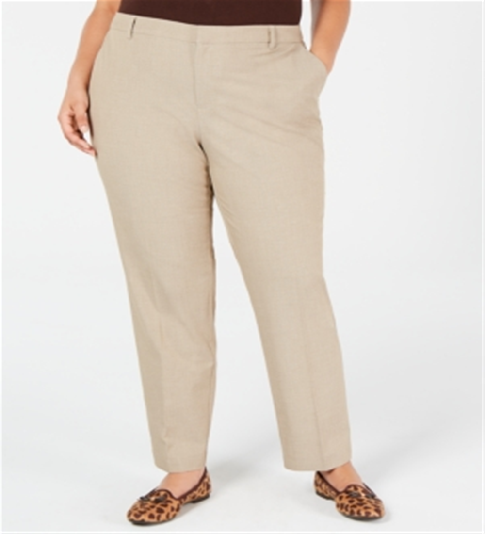 Charter Club Women's Plus Slim Leg Ankle Pants Brown Size 18W