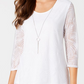 Jm Collection Women's Petite Overlay Necklace Top Bright White Size Petite XL