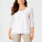 Jm Collection Women's Petite Overlay Necklace Top Bright White Size Petite XL