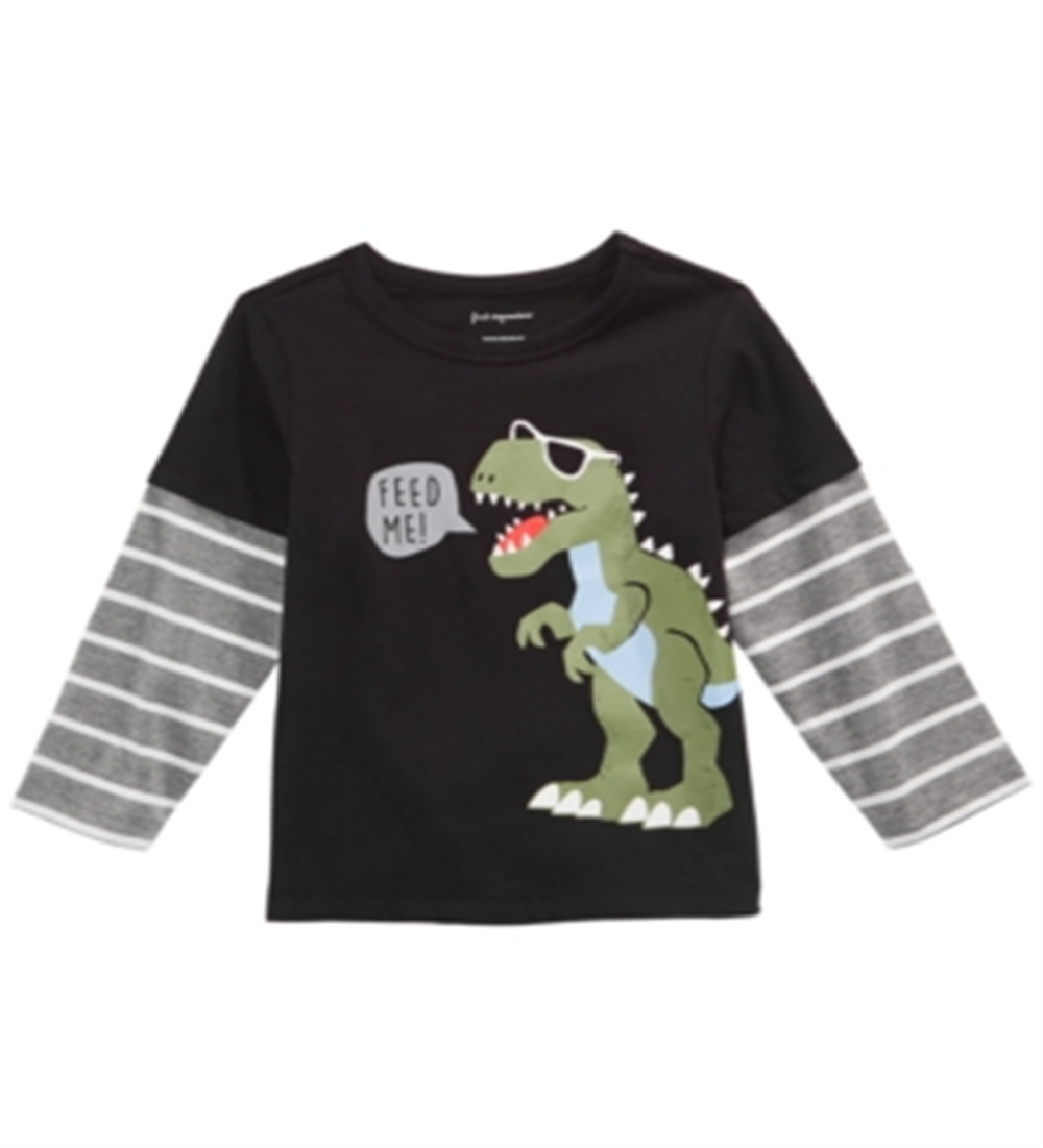 First Impressions Baby Boy's Dinosaur Print Layered Look T-Shirt Gray Size 6-9MOS