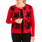 Charter Club Women's Sequined Button Sweater Red Size Small
