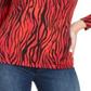 Guess Women's Kingdom Stripe Print Floral Print Top Red Size L