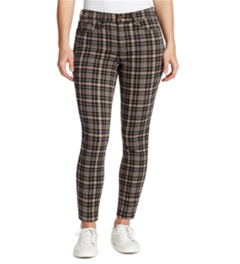 William Rast Women's Plaid Slim Straight Jeans Brown Size 26