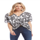 Karen Kane Women's Printed Twist Front Top Black Size Large