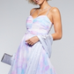 ट्रिक्सी महिलाओं के लिए शीयर स्पेगेटी स्ट्रैप स्वीटहार्ट नेकलाइन फुल लेंथ फॉर्मल फिट फ्लेयर ड्रेस पर्पल साइज़ 1